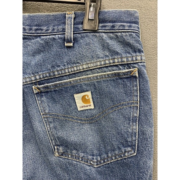 Carhartt Flannel Lined Darkstone Denim Jeans ACTUAL 36x28 Work Relaxed Fit Pants - Picture 13 of 16